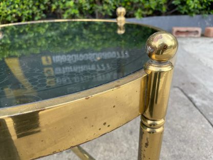โต๊ะกลาง โครงขาเหล็กสีทองเหลือง ท็อปกระจกกัดลายรูปกวาง