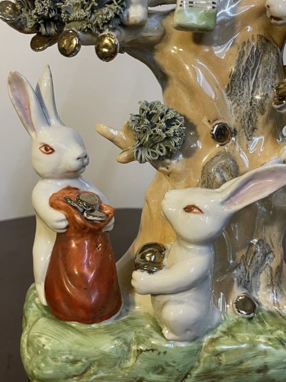 ตุ๊กตาเซรามิก กระต่ายเก็บผลไม้เงินผลไม้ทอง
