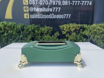 กล่องใส่ทิชชู่ luxury พลาสติกสีเขียวทอง