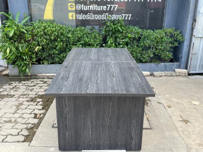 โต๊ะอเนกประสงค์ โครงไม้ MDF สีเทาเข้มลายไม้ สามารถปรับขยายเป็นโต๊ะทำงานได้