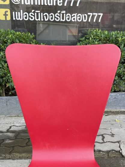 เก้าอี้ไม้จริง สีแดงเชอร์รี่ ขาเหล็ก