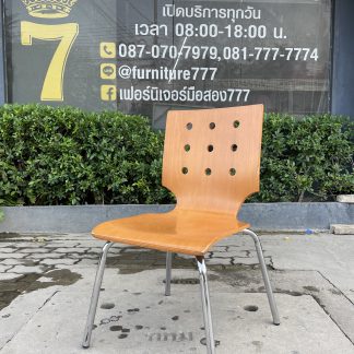 เก้าอี้ไม้ดัด MDF สีน้ำตาลลายไม้ ขาเหล็ก (สูง 86 CM.)