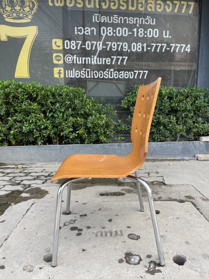 เก้าอี้ไม้ดัด MDF สีน้ำตาลลายไม้ ขาเหล็ก (สูง 86 CM.)
