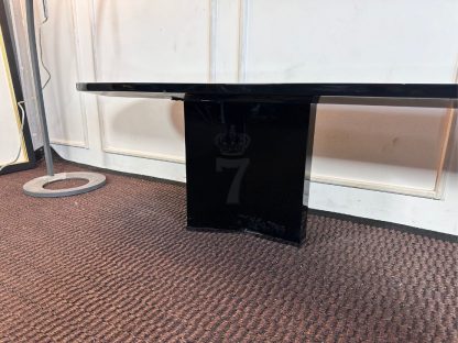 18.โต๊ะคอนโซลไม้ไฮกรอสสีดำ ขาประดับสเเตนเลสสีเงิน