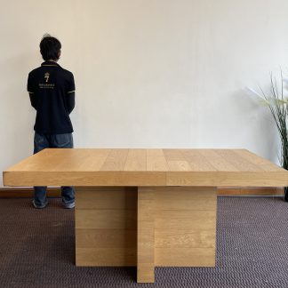 โต๊ะอเนกประสงค์ ไม้จริงผสมไม้อัด สีน้ำตาลลายไม้ ฐานเหล็กสีดำ
