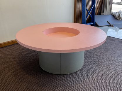 โต๊ะอเนกประสงค์สำหรับเด็ก ท็อปไม้ MDF ทรงกลมสีชมพู