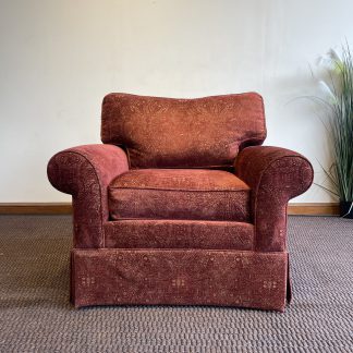 เก้าอี้อาร์มแชร์ เบาะผ้าลายทาง สีครีม-แดง เบาะและพิงหลังสามารถถอดได้