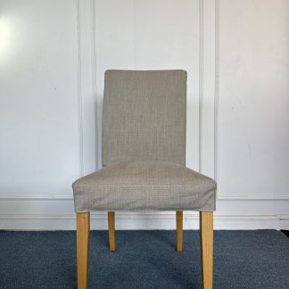 เก้าอี้อเนกประสงค์ เบาะผ้าสีเทา โครงขาไม้จริง