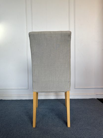 เก้าอี้อเนกประสงค์ เบาะผ้าสีเทา โครงขาไม้จริง