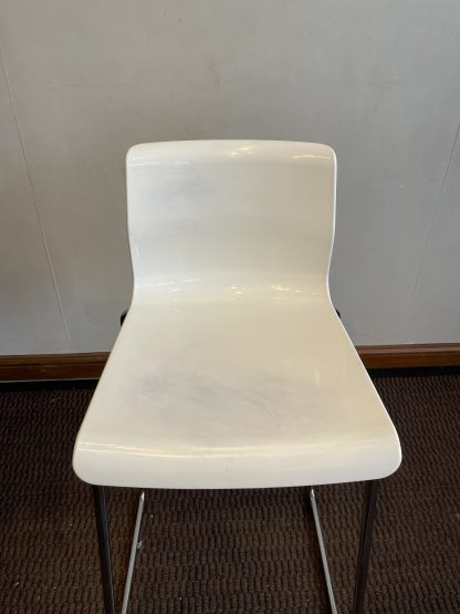 เก้าอี้บาร์ เบาะพลาสติกสีขาว สีขาวไฮกลอส