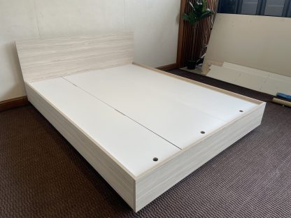 เตียง ขนาด 5 ฟุต โครงและหัวเตียงไม้ MDF สีบีชลายไม้