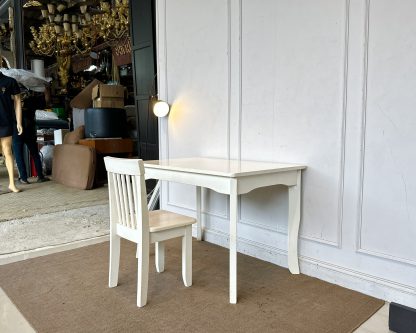 ชุดโต๊ะทำงาน ท็อปไม้จริง สีขาว พร้อมเก้าอี้เข้าชุด