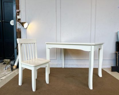 ชุดโต๊ะทำงาน ท็อปไม้จริง สีขาว พร้อมเก้าอี้เข้าชุด