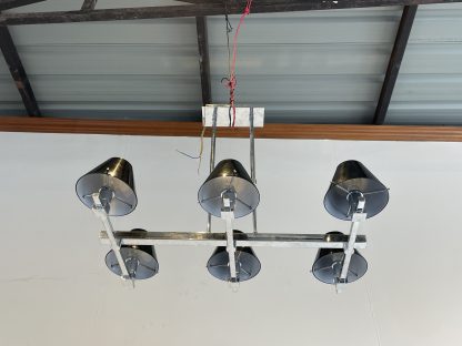 โคมไฟติดเพดาน ขาทั้งสองก้านปรับสูง-ต่ำได้ โคมแก้วสีดำ โครงเหล็ก