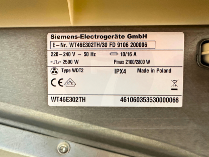 30 ตู้อบผ้า แบรนด์ Siemens รุ่น WT46E302TH/30 เครื่องที่ 2