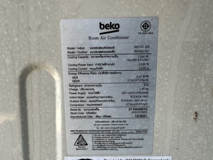 เครื่องปรับอากาศ 24,000 BTU แบรนด์ beko รุ่น bsvog240