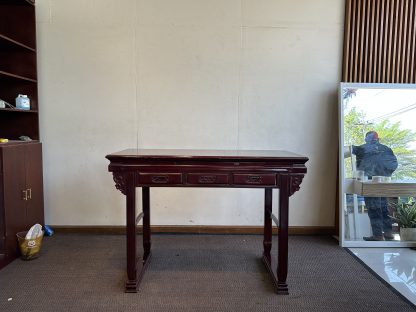 โต๊ะเคาน์เตอร์ สไตล์จีน 1 ถาดเลื่อน 2 ลิ้นชัก โครงไม้ Rosewood สีแดง