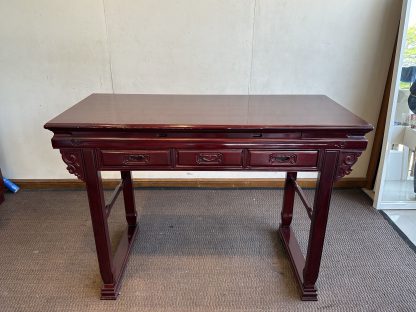 โต๊ะเคาน์เตอร์ สไตล์จีน 1 ถาดเลื่อน 2 ลิ้นชัก โครงไม้ Rosewood สีแดง