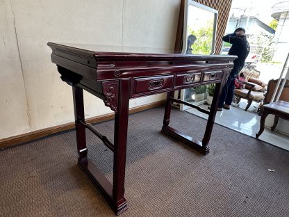 โต๊ะเคาน์เตอร์ สไตล์จีน 1 ถาดเลื่อน 2 ลิ้นชัก โครงไม้ Rosewood สีแดง