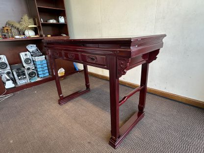 โต๊ะเคาน์เตอร์ สไตล์จีน 1 ถาดเลื่อน 2 ลิ้นชัก โครงไม้ Rosewood สีแดง