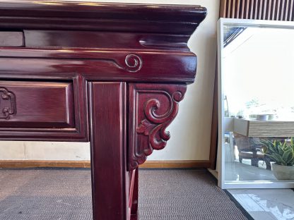 โต๊ะเคาน์เตอร์ สไตล์จีน 1 ถาดเลื่อน 2 ลิ้นชัก โครงไม้ Rosewood สีแดง