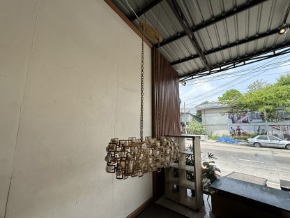โคมไฟติดเพดาน ตกแต่งก้อนหินอ่อน หลอดไฟ LED โครงเหล็กสีทอง