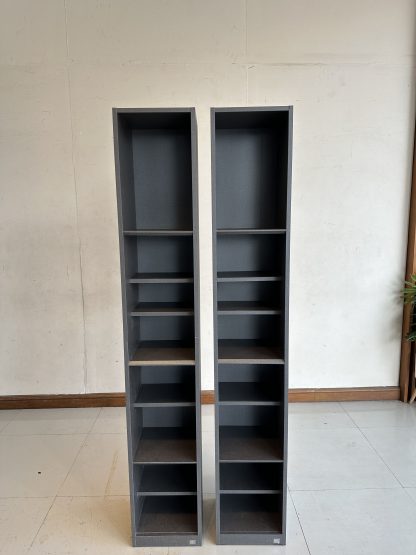 ตู้โชว์ทรงสูง 8 ชั้น แบรนด์ SB FURNITURE ชั้นปรับระดับได้ โครงไม้ MDF สีเทาเข้ม