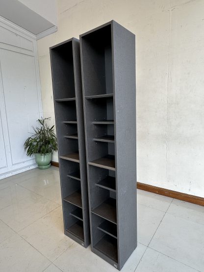 ตู้โชว์ทรงสูง 8 ชั้น แบรนด์ SB FURNITURE ชั้นปรับระดับได้ โครงไม้ MDF สีเทาเข้ม