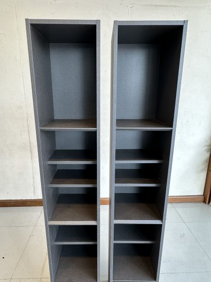 ตู้โชว์ทรงสูง 8 ชั้น แบรนด์ SB FURNITURE ชั้นปรับระดับได้ โครงไม้ MDF สีเทาเข้ม