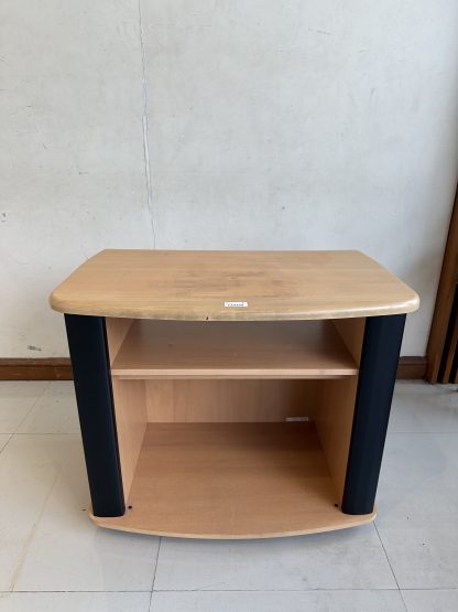 ตู้วางทีวี 2 ช่องวางของ โครงไม้ MDF สีบีชลายไม้ ล้อเลื่อน