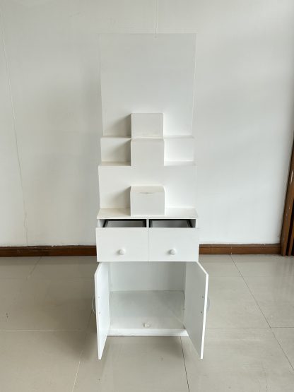 ตู้พระ สไตล์โมเดิร์น 2 ลิ้นชัก 2 บานเปิด โครงไม้ MDF สีขาว