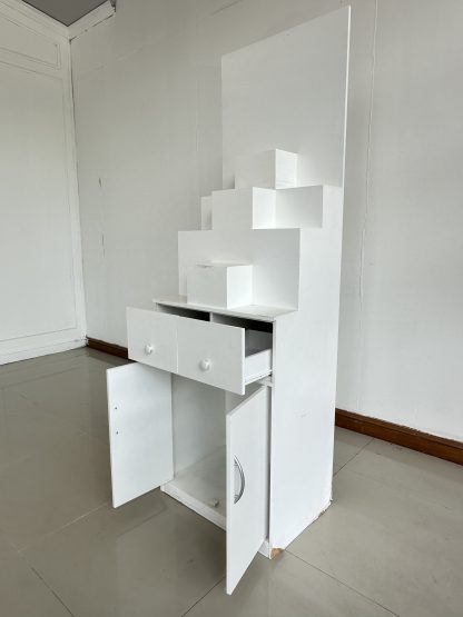 ตู้พระ สไตล์โมเดิร์น 2 ลิ้นชัก 2 บานเปิด โครงไม้ MDF สีขาว