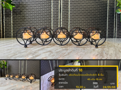 18 เชิงเทียนโครงเหล็กดัดสีดำ 5 ชิ้น