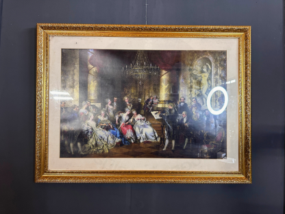 16 รูปภาพพิมพ์ Carl Schweninger jr.Concertul 1492.กรอบไม้แกะลายสีโกลด์