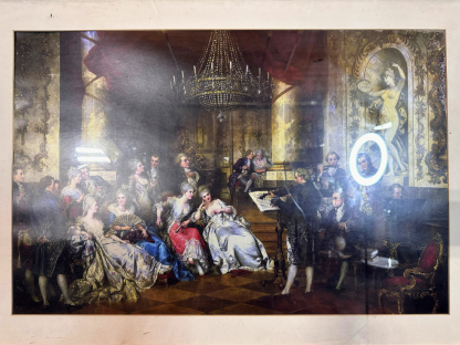 16 รูปภาพพิมพ์ Carl Schweninger jr.Concertul 1492.กรอบไม้แกะลายสีโกลด์