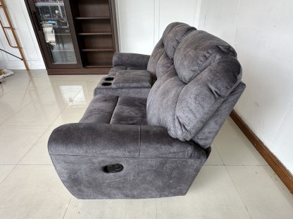 โซฟาเบด 2 ที่นั่ง แบรนด์ SB FURNITURE เบาะผ้ากำมะหยี่สีเทาเข้ม