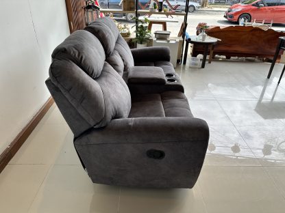 โซฟาเบด 2 ที่นั่ง แบรนด์ SB FURNITURE เบาะผ้ากำมะหยี่สีเทาเข้ม