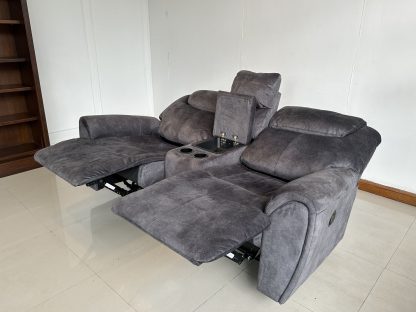 โซฟาเบด 2 ที่นั่ง แบรนด์ SB FURNITURE เบาะผ้ากำมะหยี่สีเทาเข้ม