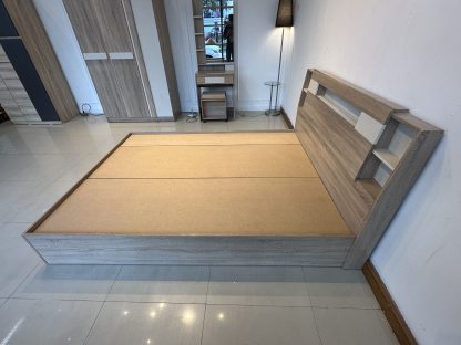 เตียง ขนาด 5 ฟุต โครงไม้ MDF สีบีชลายไม้