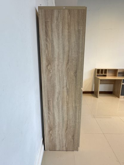 ตู้เสื้อผ้า 6 บานเปิด โครงไม้ MDF สีเทา – สีบีชลายไม้