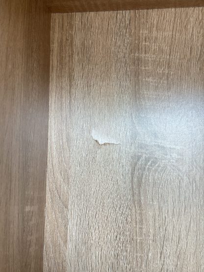 ตู้เสื้อผ้า 6 บานเปิด โครงไม้ MDF สีเทา – สีบีชลายไม้