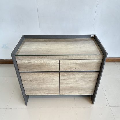 ตู้เก็บของ 4 ลิ้นชัก แบรนด์ SB FURNITURE ท็อปกระจก