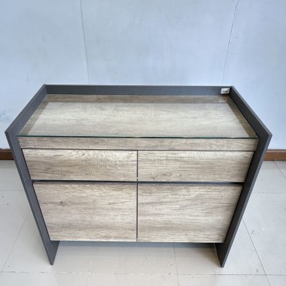 ตู้เก็บของ 4 ลิ้นชัก แบรนด์ SB FURNITURE ท็อปกระจก