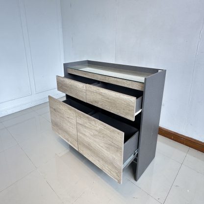 ตู้เก็บของ 4 ลิ้นชัก แบรนด์ SB FURNITURE ท็อปกระจก