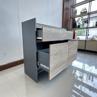 ตู้เก็บของ 4 ลิ้นชัก แบรนด์ SB FURNITURE ท็อปกระจก