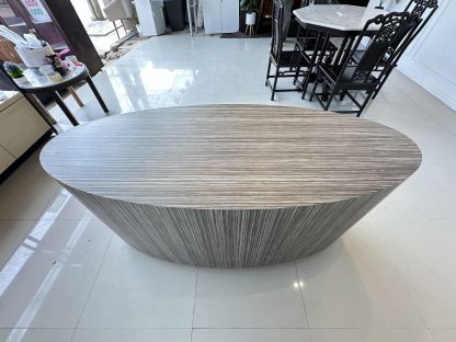 เคาน์เตอร์ 2 บานเปิด ทรงวงรี โครงไม้ MDF ลายไม้สีน้ำตาล