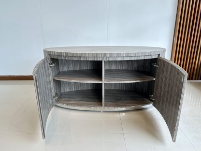 เคาน์เตอร์ 2 บานเปิด ทรงวงรี โครงไม้ MDF ลายไม้สีน้ำตาล