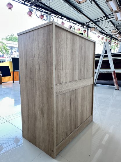 ตู้เก็บของ 3 ลิ้นชัก สีขาว โครงไม้ MDF สีน้ำตาลลายไม้