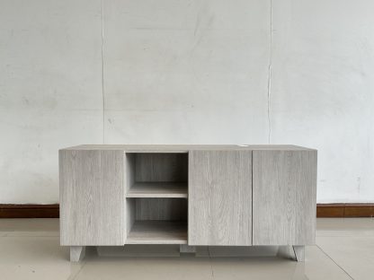 ตู้วางทีวี 3 บานเปิด โครงไม้ MDF ลายไม้สีเทา