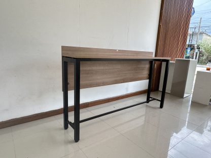 โต๊ะบาร์ ท็อปไม้ MDF สีน้ำตาลลายไม้ ขาเหล็กสีดำ